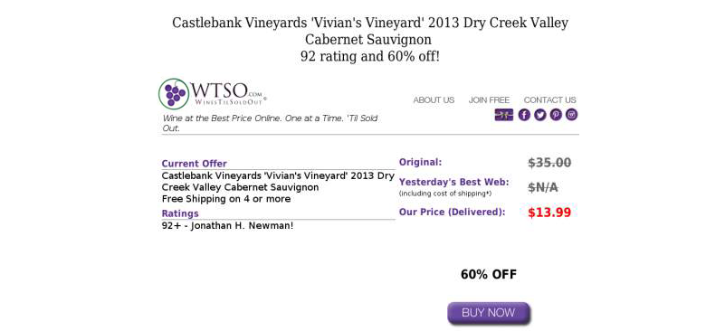 wine grape wines til sold out